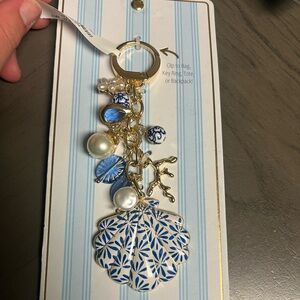 Blue & White Shell Charm Keychain